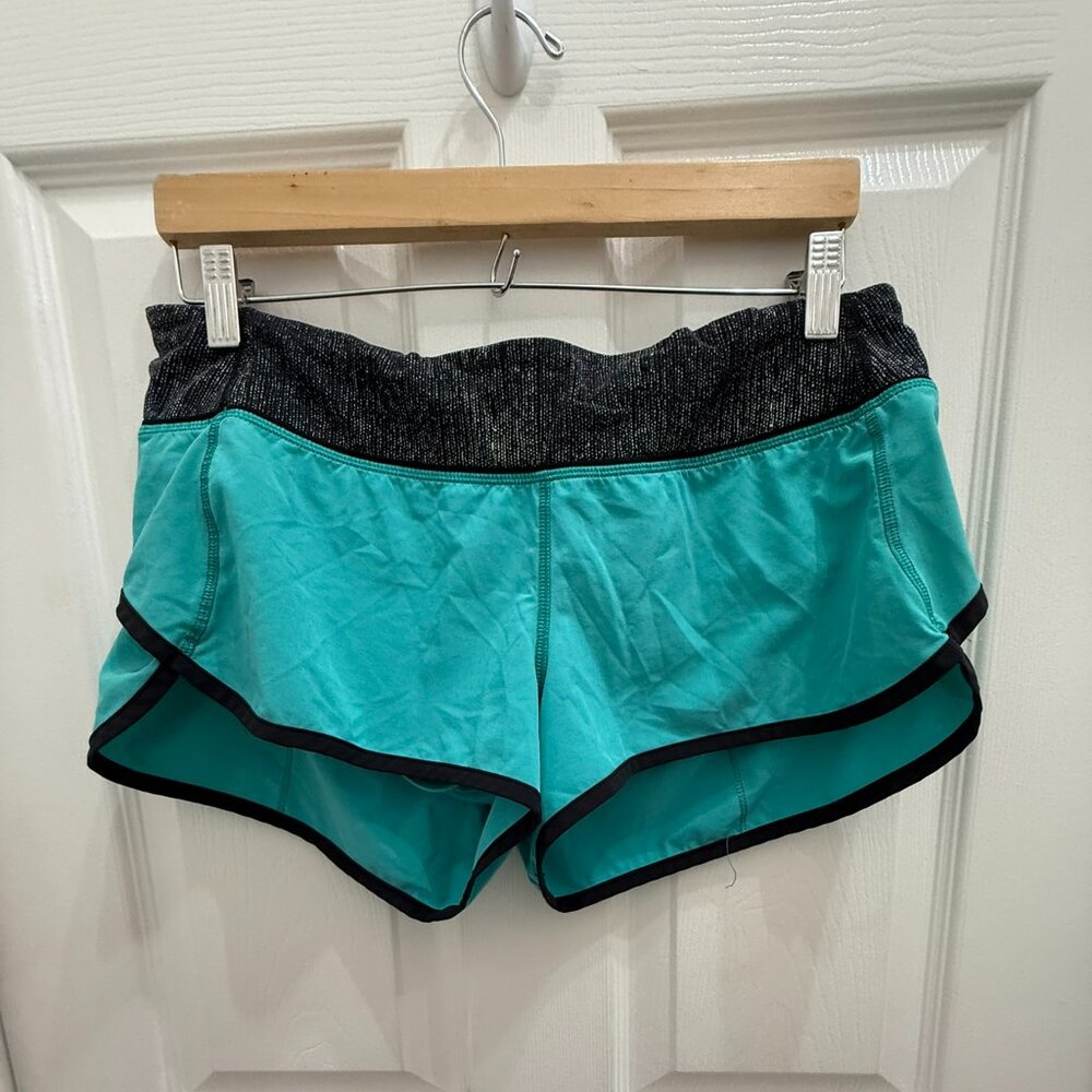 Lululemon Speed Up Shorts – 2.5” (Teal Green with Black Waistband)